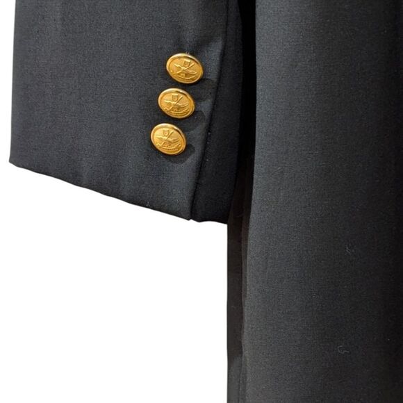 Faconnable Italy Women's 8 Black Double Breasted Wool Blazer with Gold Buttons - Picture 6 of 8